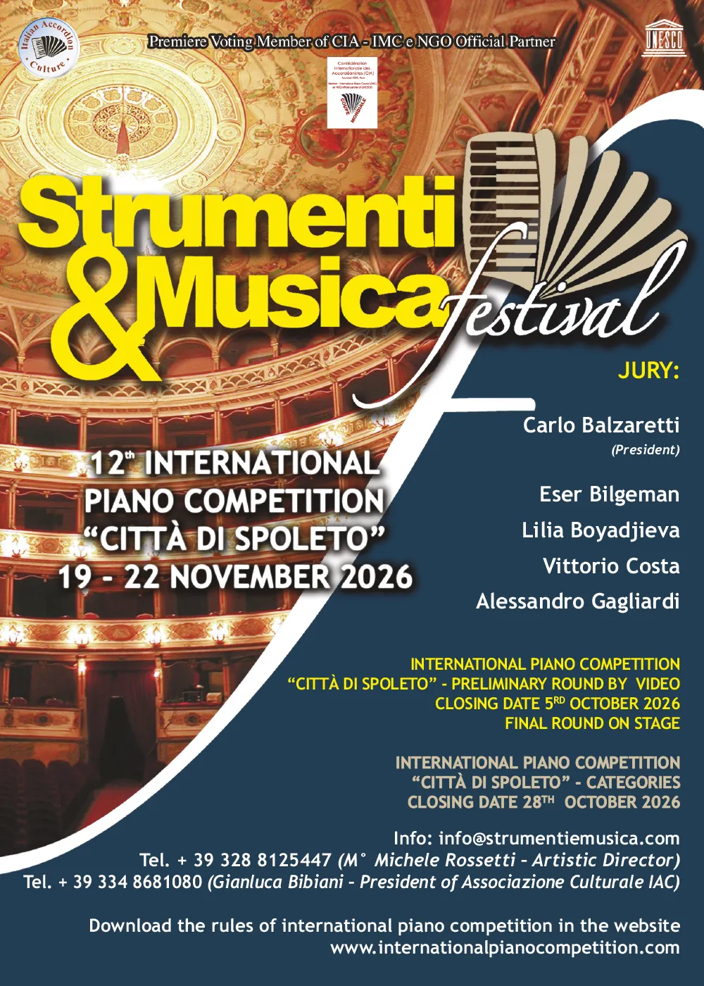 11° International Piano Competition "Città di Spoleto" 13/16 november 2025