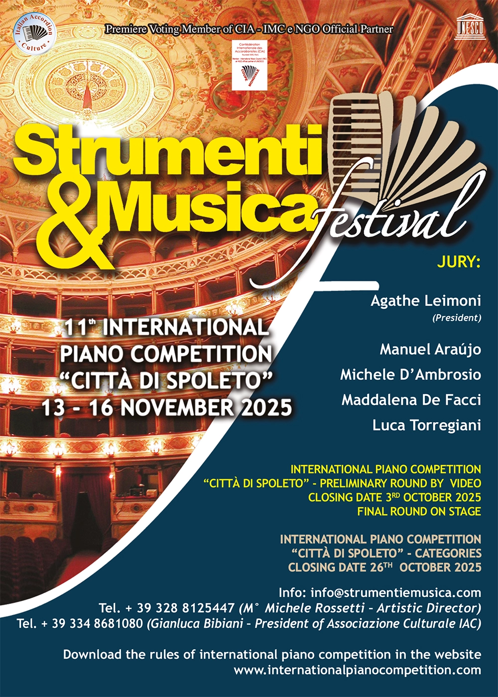 11° International Piano Competition "Città di Spoleto" 13/16 november 2025 11° International Piano Competition "Città di Spoleto" 13/16 november 2025