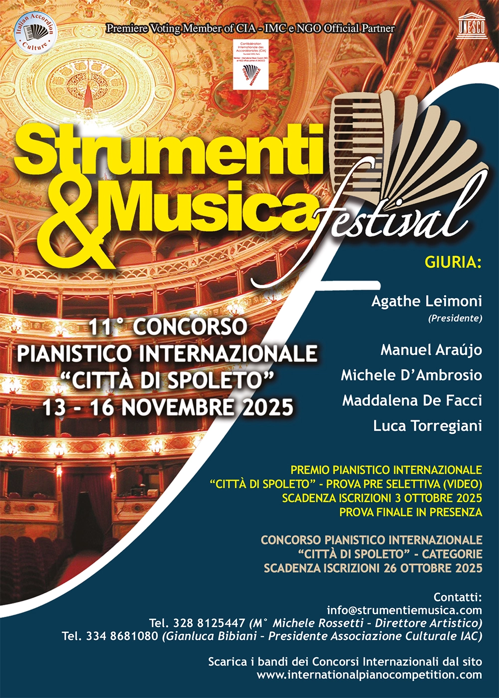 11° Concorso Pianistico Internazionale "Città di Spoleto" 13/16 novembre 2025 11° Concorso Pianistico Internazionale "Città di Spoleto" 13/16 novembre 2025